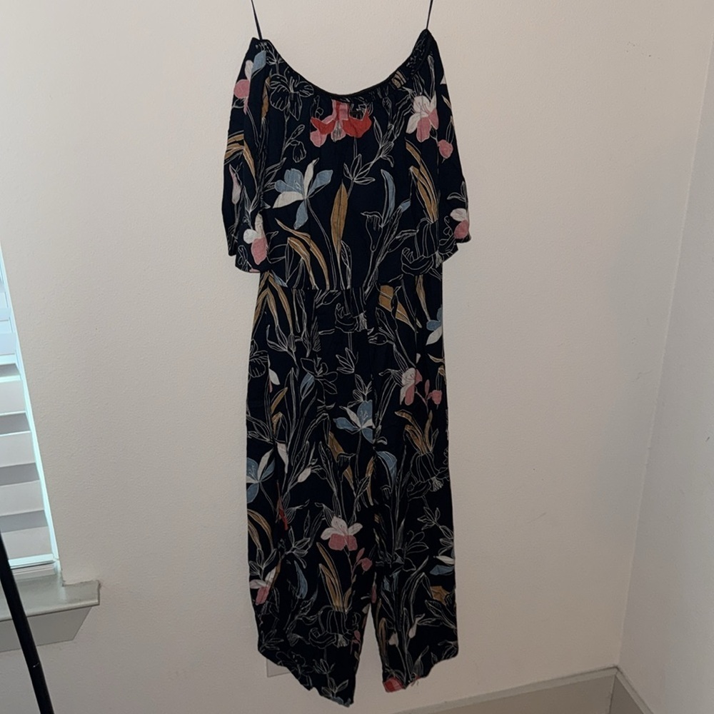 O’Neill off the shoulder ruffle floral print jumpsuit Sz XS